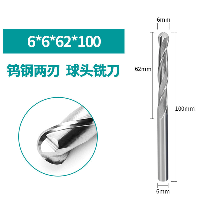 3.175-12Mm double blade spiral ball end milling cutter embossed carving woodworking milling cutter cnc tungsten steel ball end milling cutter