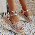European and american cross-border trade women's sandals - single strap, plus size, buckle closure,  new thick sole wholesale, plus size available