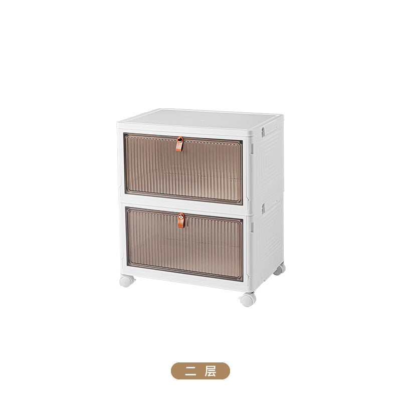 Storage box with wheels Removable snack storage cabinet Household clothing Multi-layer storage box Transparent dust-proof finishing box