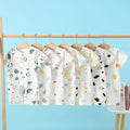 New summer baby rompers, onesies, and crawling suits - newborn pure cotton short-sleeve lightweight open crotch crawling suit for 0-1 year olds