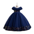 hot-selling girl's dress, flower girl wedding dress, ready-made mesh sequined children's piano performance dress, catwalk clothing
