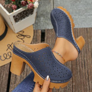 summer new arrival: plus-size women's heeled slippers for cross-border e-commerce. sizes 35-43 available. wholesale options available. dropshipping to  and