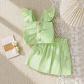 Kids clothing cross-border exclusive for european and american girls new arrival children's green flying sleeve vest + shorts children's clothing