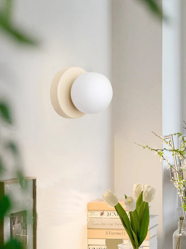 Small wall lamp bedroom bedside lamp creative round ball simple corridor balcony round study Nordic full spectrum wall lamp