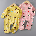 Baby long sleeves bag butt pure cotton breathable male and female baby spring & fall summer jumpsuit small monthly long climbing hoodie