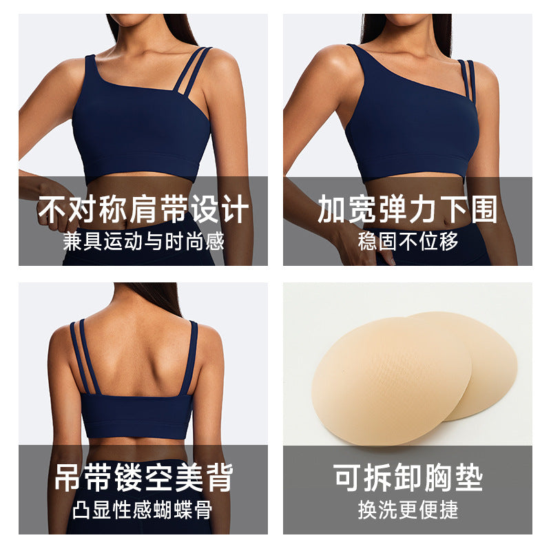 European and american new eco-friendly fabric racerback sports bra women's yoga top high-impact shockproof running yoga vest