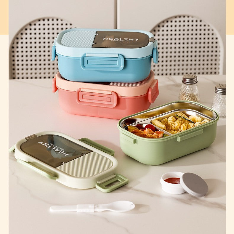 Cartoon 304 stainless steel lunch box - microwaveable, divided, leak-proof, portable student lunch container