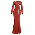 African plus size women's clothing new arrivalfashionexport socialite evening dress   hot diamond v neck long skirt