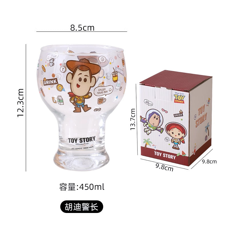 New cartoon glass beer cup high value soda lime glass cup couple household summer cold drink cup color box