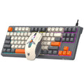 Dazzling silver fox k600 wired keyboard and mouse combo - 87-key rainbow backlit tri-color keycap office & business set