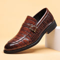 2024 new men's leather dress shoes - business casual, crocodile embossed, british style, korean design, pointed toe, plus size available