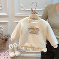 Girls' autumn/winter three-layer quilted padded cotton coat, baby girl long-sleeve sweatshirt, kids' warm top, trendy children's clothing