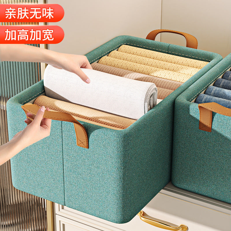Clothes storage box Household steel frame Yangli clothing pants sorting basket Wardrobe layered storage artifact storage box