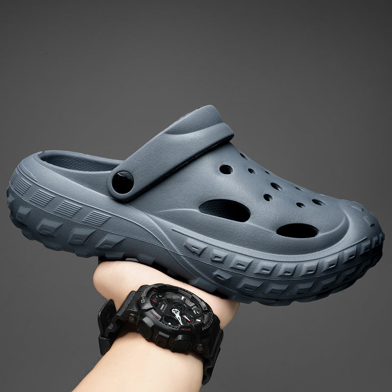 Foreign trade hole shoes men's summer outer wear bag head dual-purpose slippers tire bottom leisure beach large size slippers wholesale