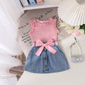 Children's clothing  cross-border girl pit vest + denim skirt fashionnew arrival