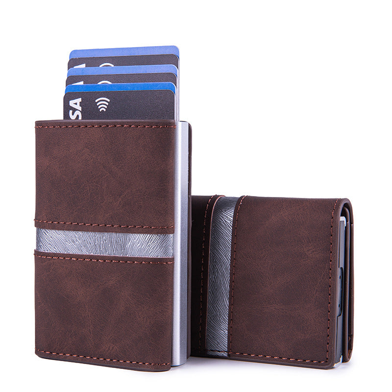 Cross-border metal card bag, card box, leather wallet, men's RFID multi-card anti-degaussing aluminum alloy business card holder