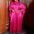 New african solid color batwing sleeve dress with bow tie and satin tassel robe dress (bubudress)