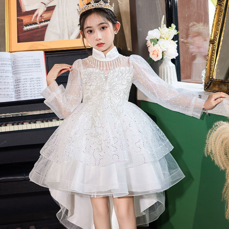 Girls' formal dresses princess gowns cross-border e-commerce little girl train tulle performance tutu dress wholesale children's clothing