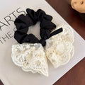 Sweet bowknot hair tie - lace double layer, gentle korean style, fashionable embroidered retro hair rope, elegant