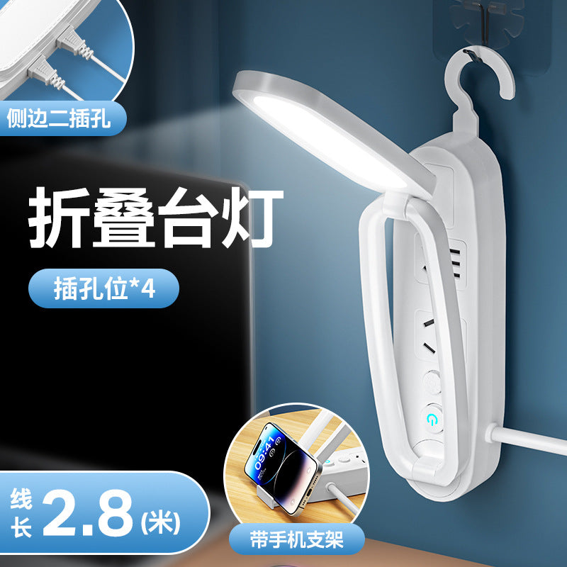 Cute foldable socket desk lamp - ins style cartoon eye protection night light for students, dorms, bedrooms, and bedside tables