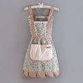 Apron female kitchen for home anti-fouling and stain-resistant work cute k-style princess floral waistband new arrival canvas
