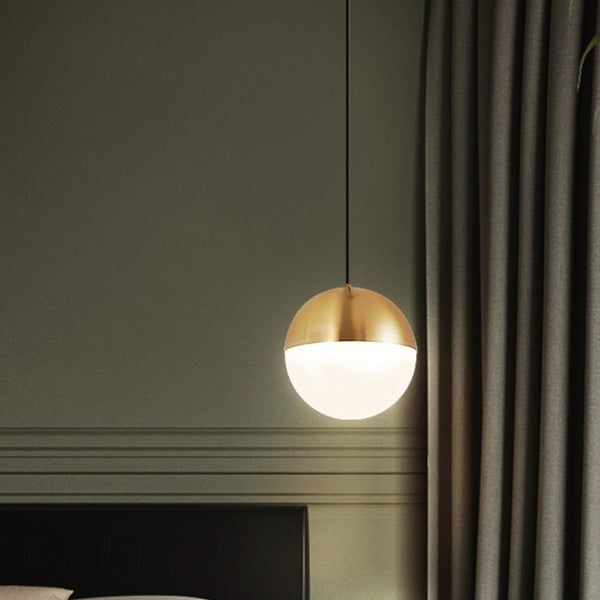 Nordic modern simple golden ball small chandelier designer light luxury restaurant bar bedside window single chandelier