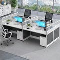 Modern minimalist office desk and chair set - 3-seat office table for office, finance department, and staff workstations