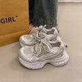 European style versatile parisian dad sneakers women's chunky platform casual shoes 2026 spring/summer mesh breathable outdoor athletic shoes