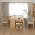 Scandinavian solid wood long table bookcase all-in-one writing table for home study table office desk workbench
