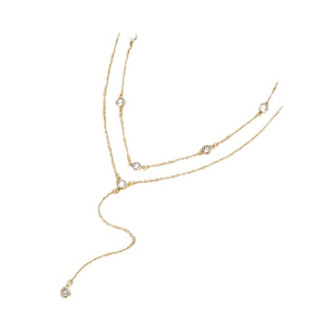 Amazon new arrival: zircon-embellished chain tassel y-shape necklace - fashionable minimalist lariat choker, perfect for holiday gifts