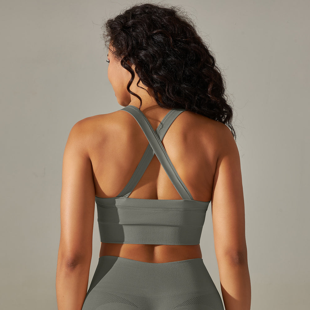 European and american new seamless yoga outfit sexy backless sports bra high waist butt lifting leggings running fitness wear for women
