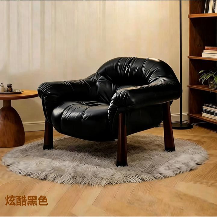 Designer chair retro medieval style italian first layer real cowhide lazy lounge chair living room balcony casual single sofa