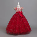 Girls' formal dress, children's princess tutu dress, bowknot flower girl dress,  new vintage light luxury style