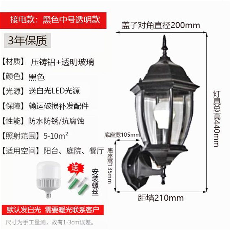 Outdoor wall light waterproof antique courtyard lamp european style outdoor villa pillar wall lamp luxury hexagonal wall sconce - hardwired