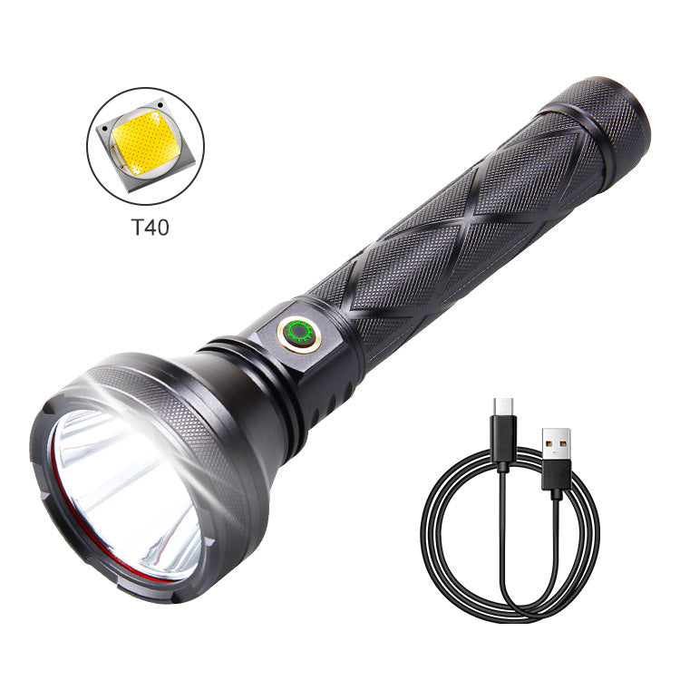 Cross-border new XHT40 strong light fixed focus long-range shooting Tpye-cusb charging memory function power display flashlight