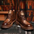 2025 men's genuine leather sheepskin winter warm fleece-lined thickened high-top mid-aged and elderly martin boots snow boots