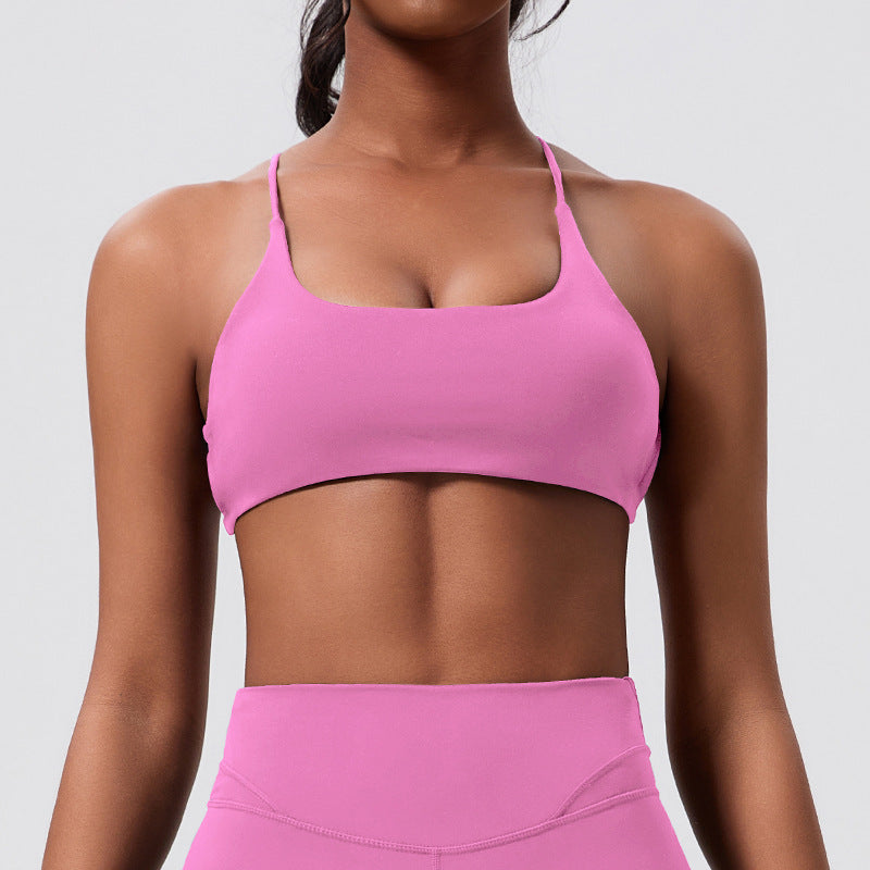 New summer outdoor running fitness outfit: backless slimming sports tank top & high-waisted peach lift tight yoga set