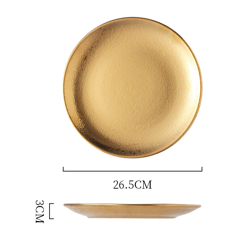 Insaccessible luxury ceramic western dinner plate retro ceramic restaurant for home shallow plate japanese ceramic good-looking dish plate