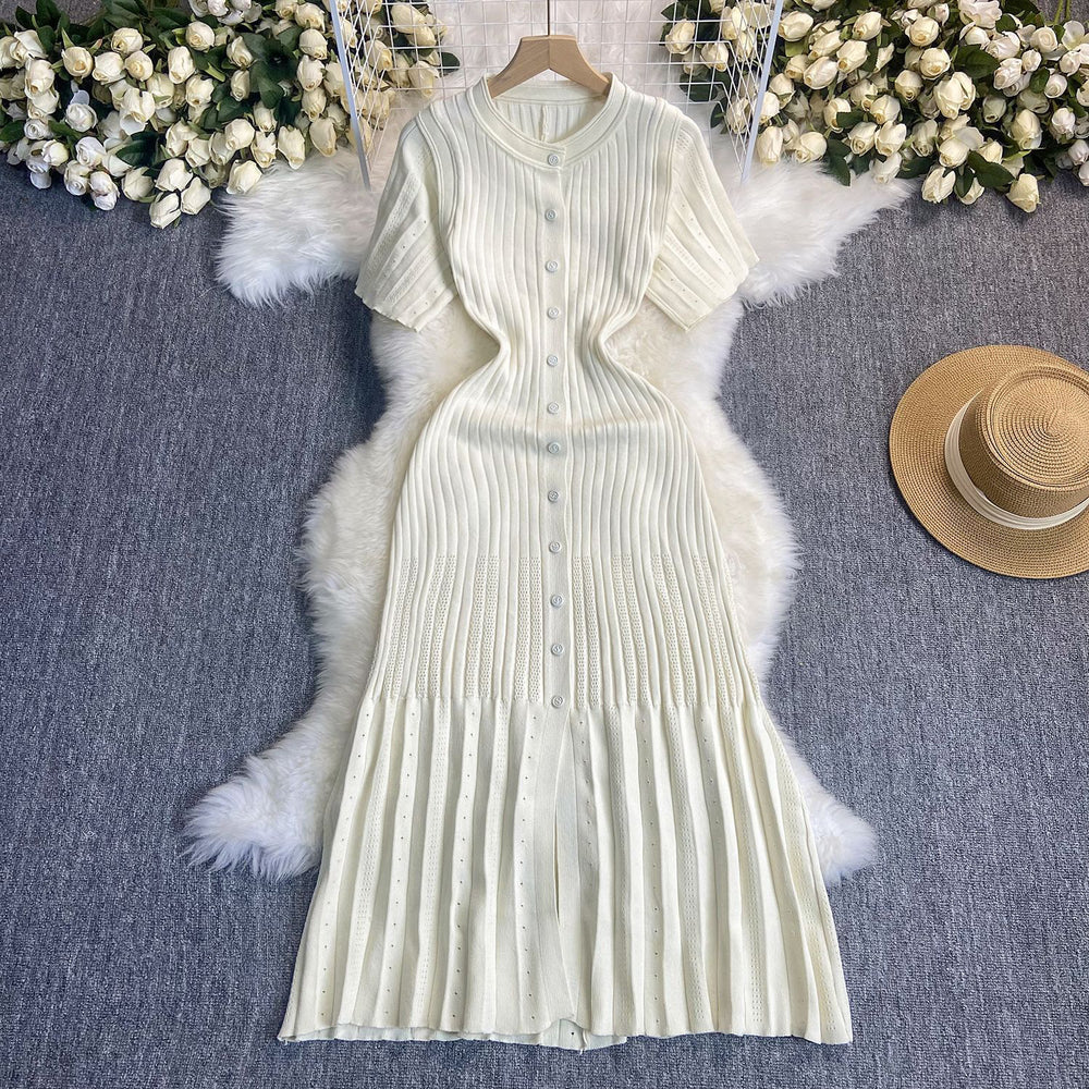 summer european and american style slim-fit knitted mini dress with fishtail hem - elegant and chic for women
