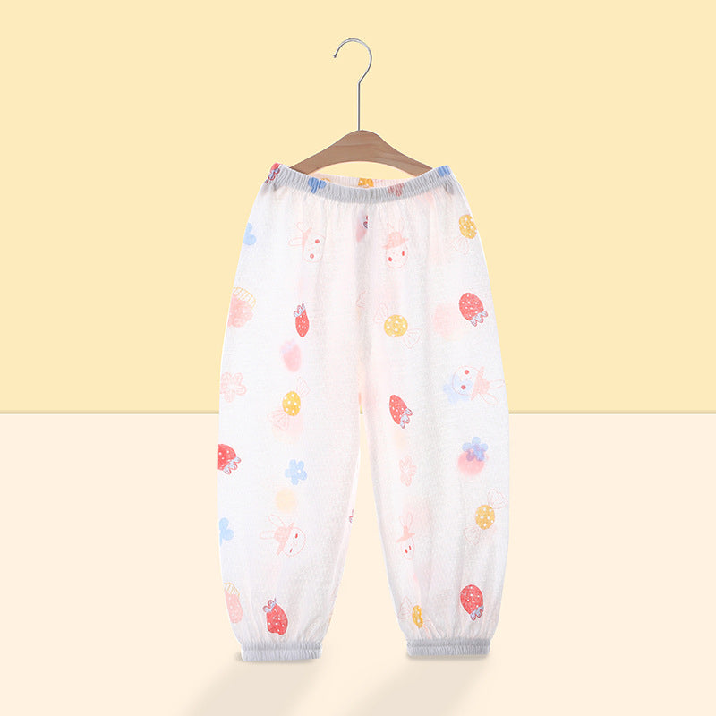 Baby pants summer thin pure cotton children's mosquito pants boys girls bloomers baby long pants sleep pants mesh