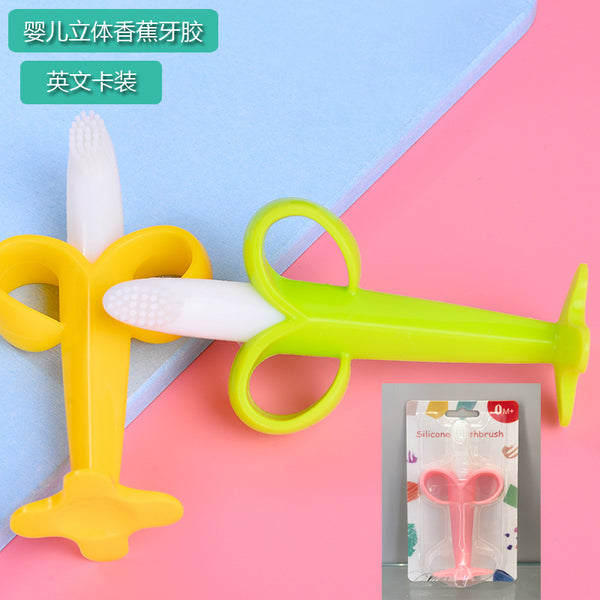 English card pack, three-dimensional banana baby toothpaste baby deciduous teeth molar toothpaste banana toothbrush baby molar stick