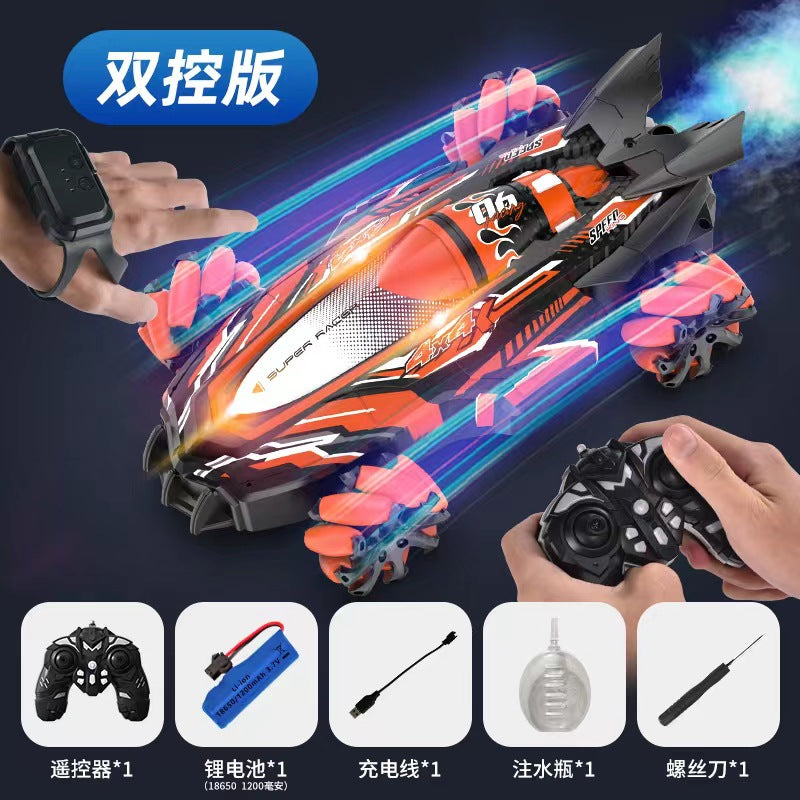 F1 remote control toy car - 360° universal joystick, all-around variable speed, rocket spray stunt racing f1 car