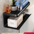 Bathroom tissue box wall-mounted organizer, toilet paper holder, punch-free installation, black