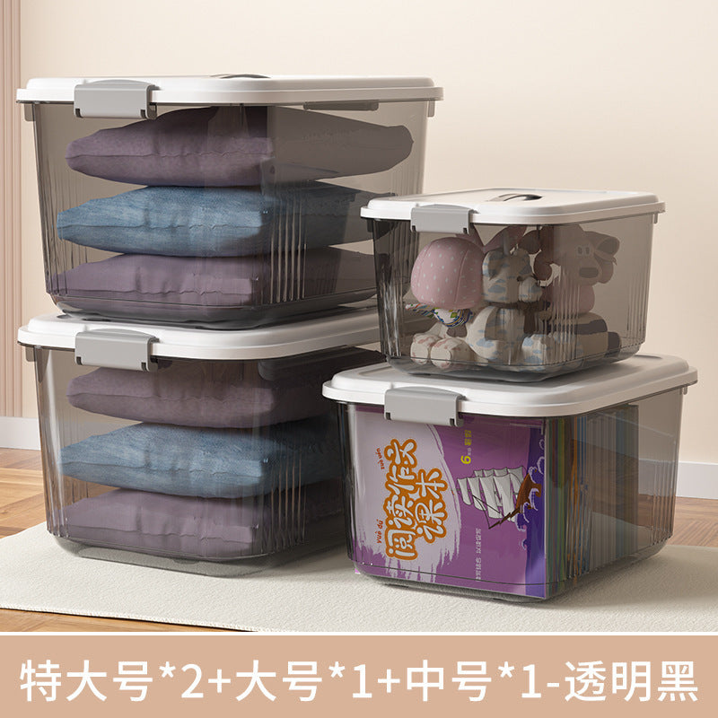 Household acrylic transparent storage box with lid, clothes storage box, household quilt sundries finishing basket wholesale