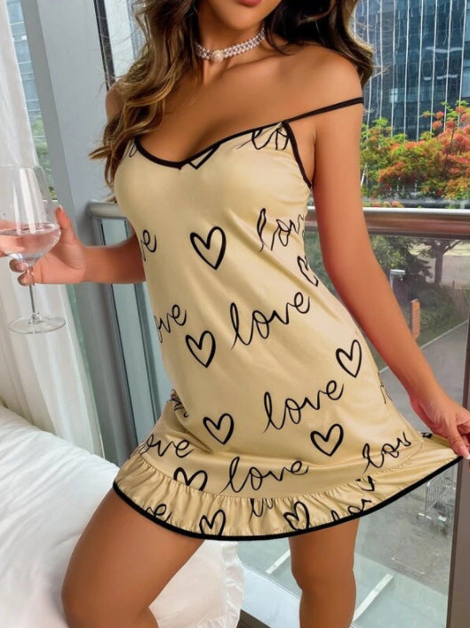 Summer plus size thin summer beauty back thin home wear sexy suspender skirt heartsexy lingerie