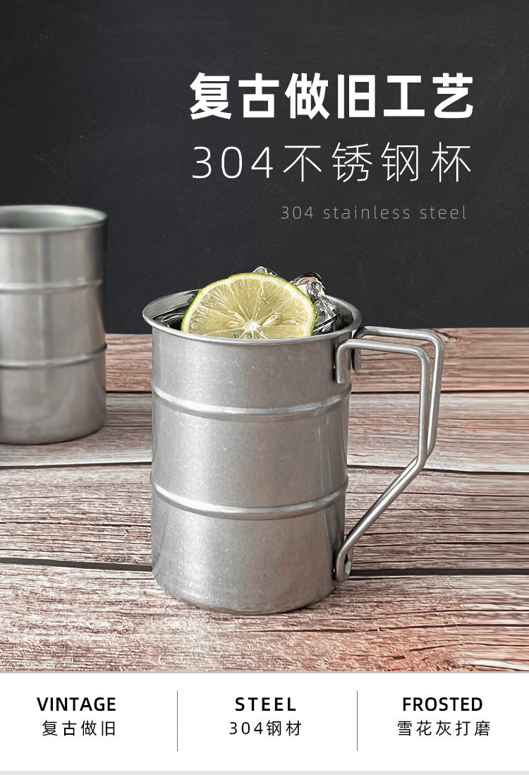 Frosted retro stainless steel mug - coffee cup, commercial creative outdoor camping picnic water cup, beer mug