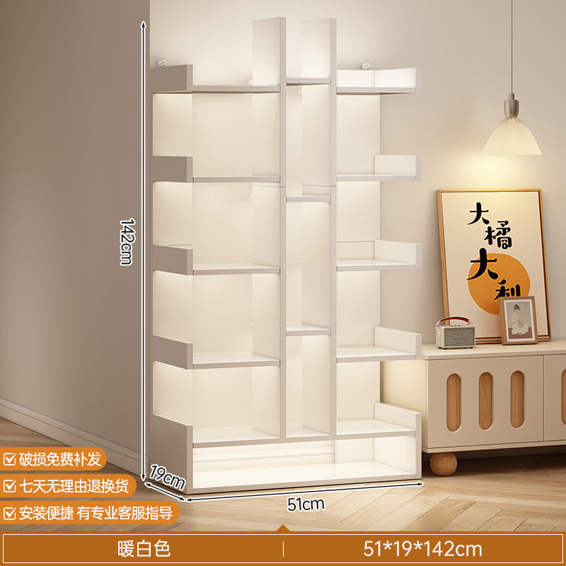 Simple small bookshelf, floor-to-ceiling shelf, integrated wall storage rack, living room office display rack, table side storage narrow cabinet