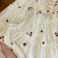 Girls' summer new cherry embroidered dress - casual, stylish, and high-quality european-inspired children's wear for baby girls