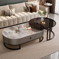 Slate oval coffee table for home living roomaccessible luxury moderncasual small apartment tea table 2024new arrival combination