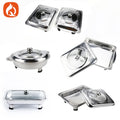 Customized cross-border stainless steel four-legged dining stove with cover restaurant food insulation heating buffet stove square hotel dining stove